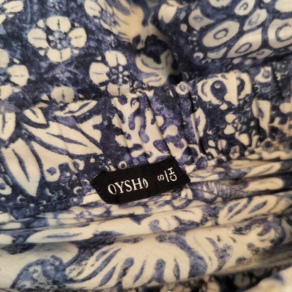 Oysho Floral Cotton Pants Pull On Pockets Pleated - Picture 11 of 11